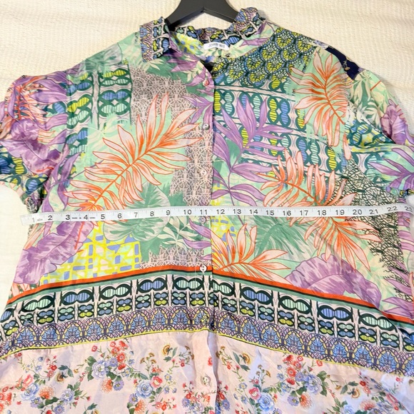 JOHNNY WAS Women’s XL Bordona Dubai Button Front Silk Tunic Top in Multi CP25 - Picture 7 of 8